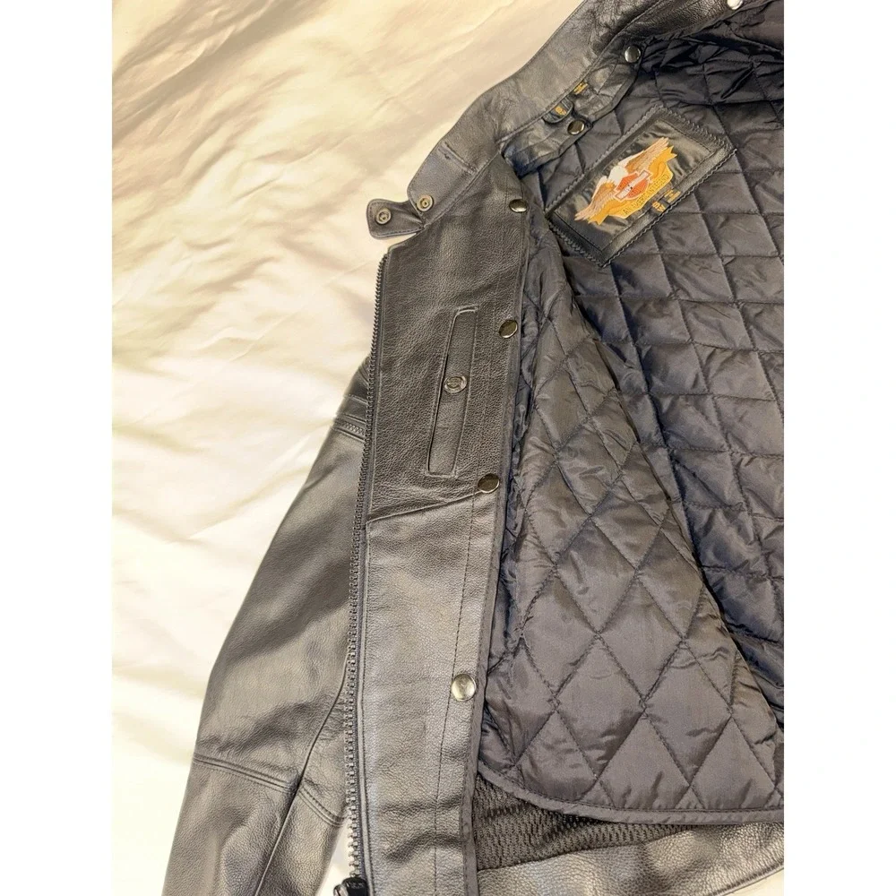 Harley Davidson Leather Jacket Small Women's Black Biker Moto Full Zip EUC